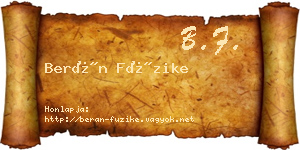 Berán Füzike névjegykártya
